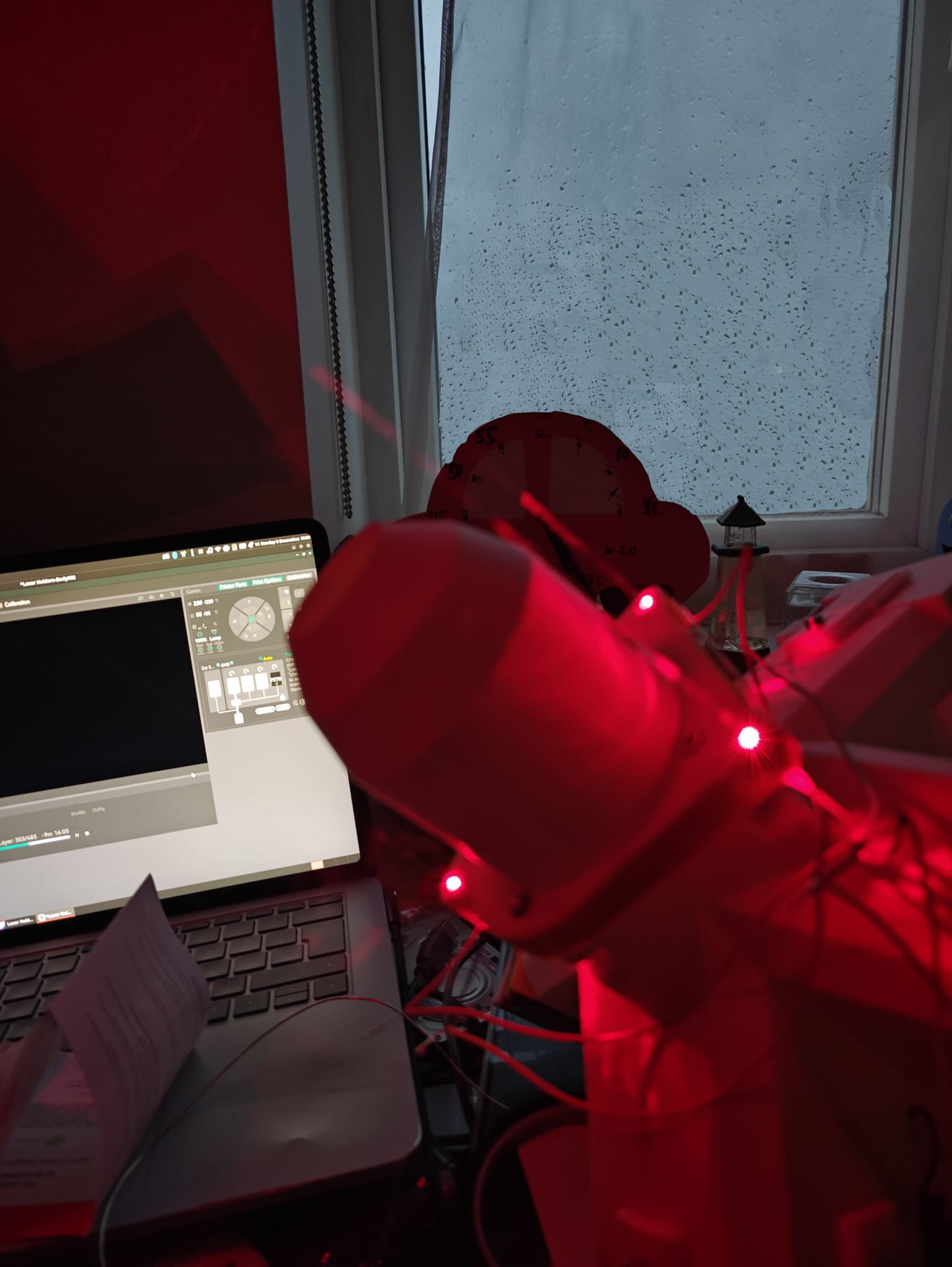 So turns out lasers look cool under solder fumes, who knew!